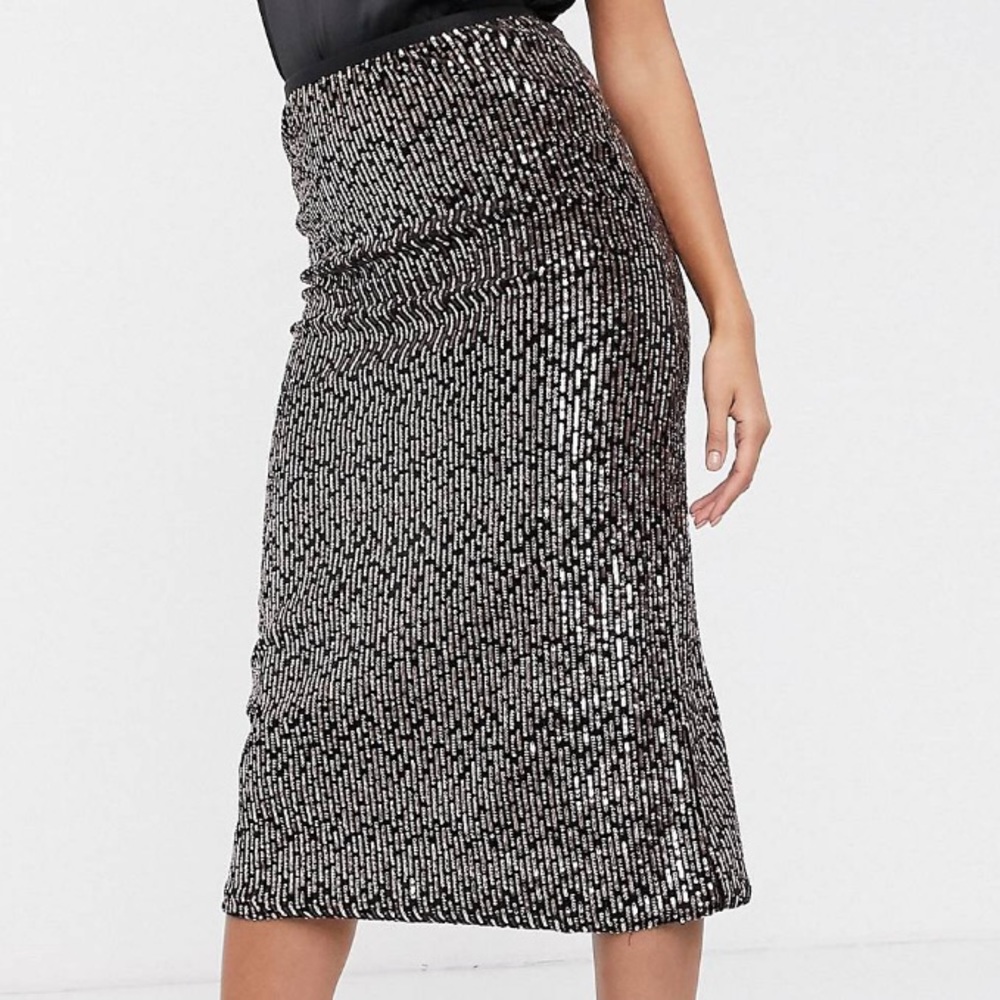 Vero moda sequin velvet mix midi skirt